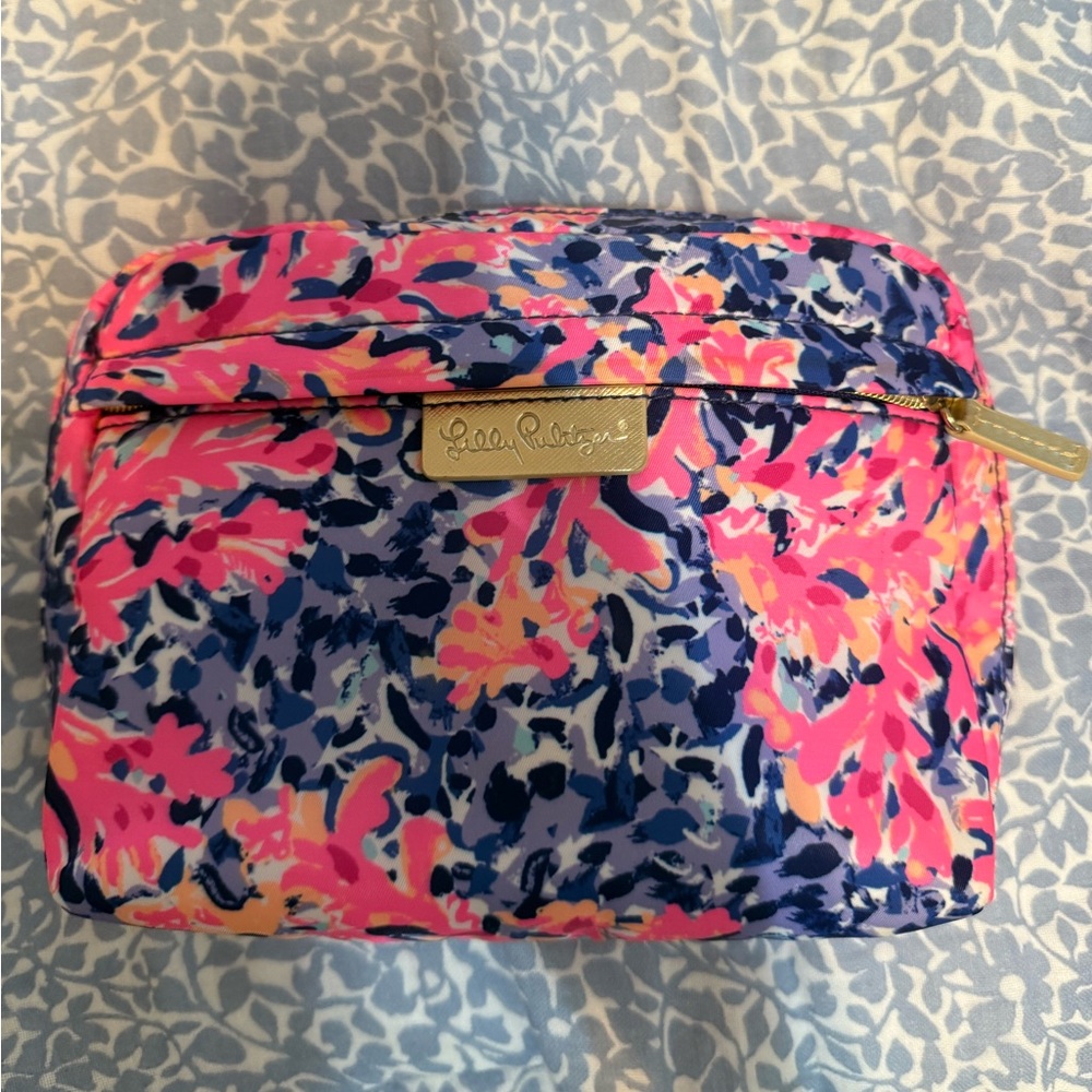 Lilly Pulitzer Vibrant Pink and Blue Cosmetic Case